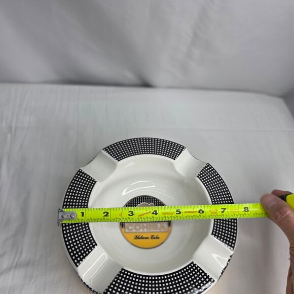 Large Round Ceramic  4 Cigar  Rest Holder Ashtray Black, Yellow White - Picture 11 of 12